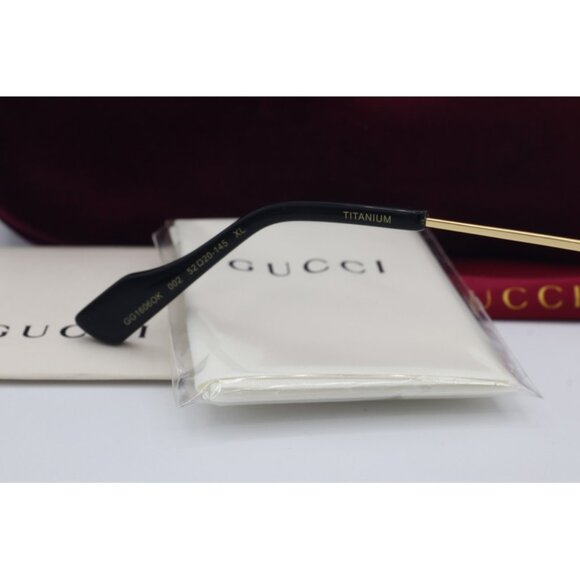 Gucci GG 1606OK 002 Rectangle Black/Gold Eyeglasses Clear Lenses 52mm - Picture 7 of 8